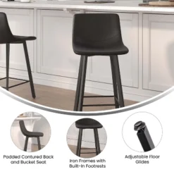 Flash Furniture Caleb Modern Armless 24 Inch Counter Height Stools Commercial Grade With Footrests And Matte Metal Frames, Set Of 2 -Flash Furniture Shop GUEST 008e2d4a 4745 4a27 ad3a 1c4021f5e0b8