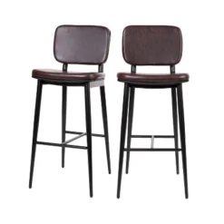 Flash Furniture Kenzie Commercial Grade Mid-Back Barstools - LeatherSoft Upholstery - Iron Frame With Integrated Footrest - Set Of 2 -Flash Furniture Shop GUEST 014da52b aea7 4d46 a805 cddd77d1d1eb