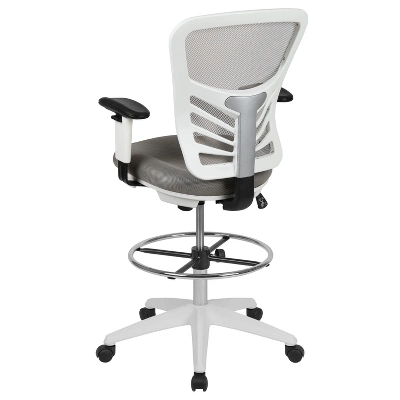 Flash Furniture Mid-Back Mesh Ergonomic Drafting Chair With Adjustable Chrome Foot Ring, Adjustable Arms 10 Flash Furniture Mid-Back Mesh Ergonomic Drafting Chair With Adjustable Chrome Foot Ring, Adjustable Arms - Image 10