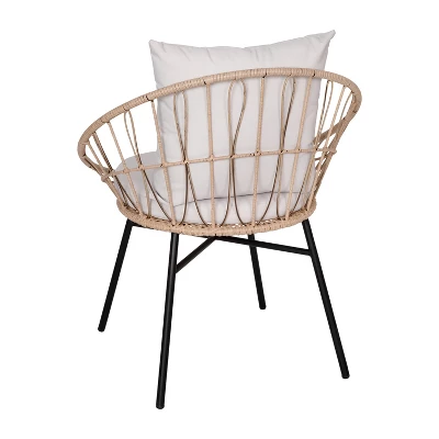 Flash Furniture Devon Set Of 2 Indoor/Outdoor Modern Papasan Style Rattan Rope Patio Chairs, PE Rattan With Cushions 6 Flash Furniture Devon Set Of 2 Indoor/Outdoor Modern Papasan Style Rattan Rope Patio Chairs, PE Rattan With Cushions - Image 6