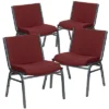 Flash Furniture 4 Pack HERCULES Series Big & Tall 1000 Lb. Rated Fabric Stack Chair