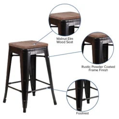 Flash Furniture 24" High Backless Metal Counter Height Stool With Square Wood Seat -Flash Furniture Shop GUEST 03a27d3d 7b11 415d b3f3 f301a5f18aae