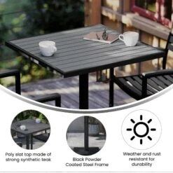 Flash Furniture Outdoor Patio Bistro Dining Table With Faux Teak Poly Slats -Flash Furniture Shop GUEST 03d0af9d 98be 4bcc 8735 310820fc0498