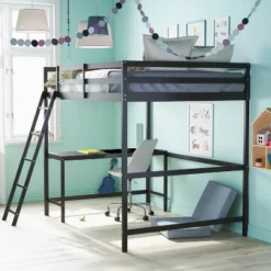 Flash Furniture Riley Loft Bed Frame With Desk, Wooden Bed Frame With Protective Guard Rails & Ladder For Kids And Teens -Flash Furniture Shop GUEST 04701f97 3ee8 483a aa2f f38638acd013