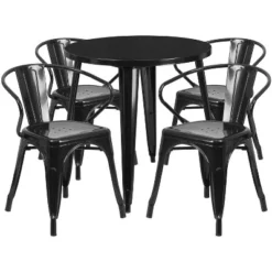 Flash Furniture Commercial Grade 30" Round Metal Indoor-Outdoor Table Set With 4 Arm Chairs -Flash Furniture Shop GUEST 07d5211f eb1b 422e 9ade c4b068613bd3