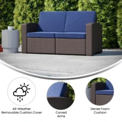 Flash Furniture Seneca Faux Rattan Loveseat With All-Weather Cushions -Flash Furniture Shop GUEST 07e1e656 5ab2 436f 8f6d 84ebd6603cad