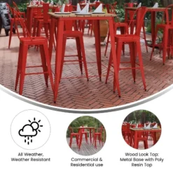 Flash Furniture Declan Commercial Indoor/Outdoor Bar Top Table, 31.5" Square All Weather Poly Resin Top With Steel Base -Flash Furniture Shop GUEST 09437615 872a 4519 ae19 b236c085cccb