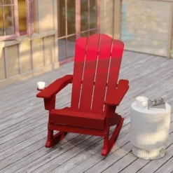 Flash Furniture Newport HDPE Adirondack Chair With Cup Holder And Pull Out Ottoman, All-Weather HDPE Indoor/Outdoor Chair -Flash Furniture Shop GUEST 0963ee92 ab51 45d8 ad6e abec3d0e31c6