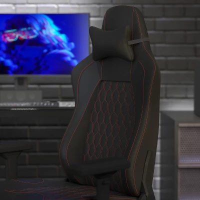 Flash Furniture Falco Ergonomic High Back Adjustable Gaming Chair With 4D Armrests, Headrest Pillow, And Adjustable Lumbar Support 9 Flash Furniture Falco Ergonomic High Back Adjustable Gaming Chair With 4D Armrests, Headrest Pillow, And Adjustable Lumbar Support - Image 9