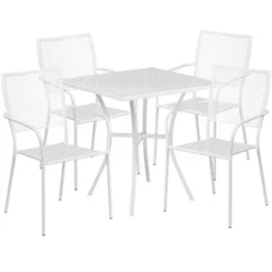 Flash Furniture Oia Commercial Grade 28" Square Indoor-Outdoor Steel Patio Table Set With 4 Square Back Chairs -Flash Furniture Shop GUEST 0a4a94c3 90b7 47ab 8055 30330b0fc5fb