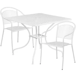 Flash Furniture Oia Commercial Grade 35.5" Square Indoor-Outdoor Steel Patio Table Set With 2 Round Back Chairs -Flash Furniture Shop GUEST 0a72e5ca 1acd 423e 8e32 29a45451a060