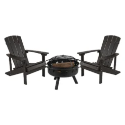 Flash Furniture 3 Piece Charlestown Poly Resin Wood Adirondack Chair Set With Fire Pit - Star And Moon Fire Pit With Mesh Cover -Flash Furniture Shop GUEST 0b43c147 6e55 4842 96c6 9312a14a10ea