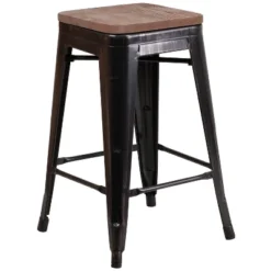 Flash Furniture 24" High Backless Metal Counter Height Stool With Square Wood Seat -Flash Furniture Shop GUEST 0cd46378 71cc 4ed5 95b6 6ae064073f6a