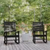 Flash Furniture Manchester Set Of 2 Contemporary Rocking Chairs, All-Weather HDPE Indoor/Outdoor Rockers