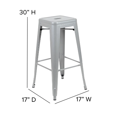 Flash Furniture Cierra Set Of 4 Commercial Grade 30" High Backless Metal Indoor Bar Height Stools With All-Weather Poly Resin Seats 6 Flash Furniture Cierra Set Of 4 Commercial Grade 30" High Backless Metal Indoor Bar Height Stools With All-Weather Poly Resin Seats - Image 6