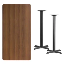 Flash Furniture 30'' X 60'' Rectangular Laminate Table Top With 22'' X 22'' Bar Height Table Bases