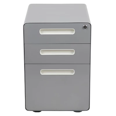 Flash Furniture Ergonomic 3-Drawer Mobile Locking Filing Cabinet With Anti-Tilt Mechanism And Hanging Drawer For Legal & Letter Files 2 Flash Furniture Ergonomic 3-Drawer Mobile Locking Filing Cabinet With Anti-Tilt Mechanism And Hanging Drawer For Legal & Letter Files - Image 2
