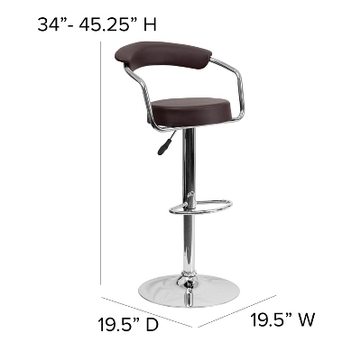 Flash Furniture Contemporary Vinyl Adjustable Height Barstool With Arms And Chrome Base 6 Flash Furniture Contemporary Vinyl Adjustable Height Barstool With Arms And Chrome Base - Image 6