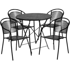 Flash Furniture Oia Commercial Grade 30" Round Indoor-Outdoor Steel Folding Patio Table Set With 4 Round Back Chairs -Flash Furniture Shop GUEST 108153f2 e170 4bcd 91b3 d525ea85edf5