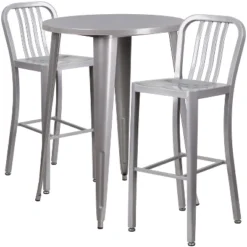 Flash Furniture Commercial Grade 30" Round Metal Indoor-Outdoor Bar Table Set With 2 Vertical Slat Back Stools -Flash Furniture Shop GUEST 10d2b340 0d81 4bf9 bdd8 d1aff9711531