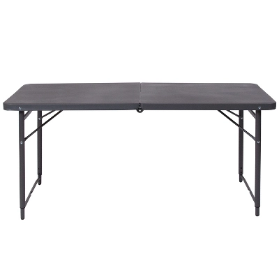 Flash Furniture 4-Foot Height Adjustable Bi-Fold Dark Gray Plastic Folding Table With Carrying Handle 8 Flash Furniture 4-Foot Height Adjustable Bi-Fold Dark Gray Plastic Folding Table With Carrying Handle - Image 8