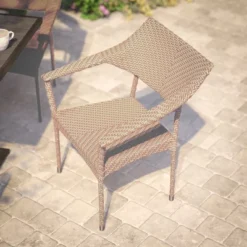 Flash Furniture Jace Commercial Grade Stacking Patio Chair, All Weather PE Rattan Wicker Patio Dining Chair -Flash Furniture Shop GUEST 10f71224 532d 4ff8 a7ec aa9906cdefa1