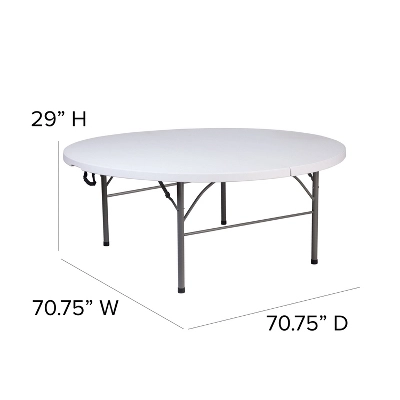Flash Furniture 5.89-Foot Round Bi-Fold Granite White Plastic Banquet And Event Folding Table With Carrying Handle 2 Flash Furniture 5.89-Foot Round Bi-Fold Granite White Plastic Banquet And Event Folding Table With Carrying Handle - Image 2