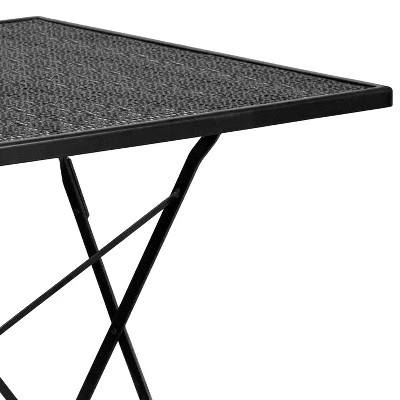 Flash Furniture Oia Commercial Grade 28" Square Indoor-Outdoor Steel Folding Patio Table 3 Flash Furniture Oia Commercial Grade 28" Square Indoor-Outdoor Steel Folding Patio Table - Image 3