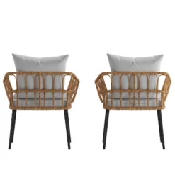Flash Furniture Evin Set Of 2 Boho Indoor/Outdoor Rope Rattan Wicker Patio Chairs With All-Weather Cushions -Flash Furniture Shop GUEST 154a3beb a922 40f7 8393 ec42421673f8