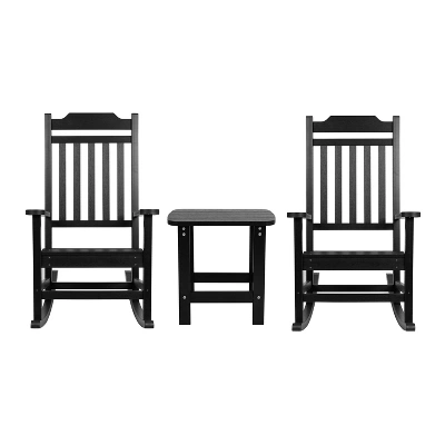 Flash Furniture Set Of 2 Winston All-Weather Poly Resin Rocking Chairs With Accent Side Table 12 Flash Furniture Set Of 2 Winston All-Weather Poly Resin Rocking Chairs With Accent Side Table - Image 12