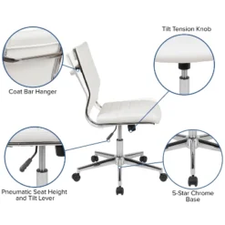 Flash Furniture Mid-Back Armless LeatherSoft Contemporary Ribbed Executive Swivel Office Chair -Flash Furniture Shop GUEST 171b047f b681 4f79 8755 420c8101cfb8