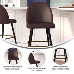 Flash Furniture Lyla Commercial Grade Modern Armless Barstools With Contoured Backrest, Steel Frame And Integrated Footrest - Set Of 2 -Flash Furniture Shop GUEST 180b61b6 7c75 48d5 9160 287238257b2b