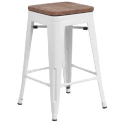Flash Furniture 24" High Backless Metal Counter Height Stool With Square Wood Seat -Flash Furniture Shop GUEST 187d7199 9d41 4c7f ab7a 5b6fc3d1afbb