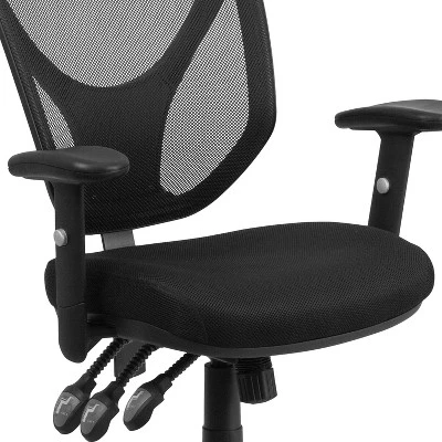 Flash Furniture Mid-Back Black Mesh Multifunction Swivel Ergonomic Task Office Chair With Adjustable Arms 5 Flash Furniture Mid-Back Black Mesh Multifunction Swivel Ergonomic Task Office Chair With Adjustable Arms - Image 5