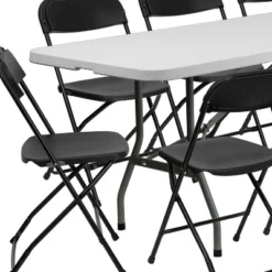 Flash Furniture 8' Bi-Fold Granite White Plastic Event/Training Folding Table Set With 10 Folding Chairs -Flash Furniture Shop GUEST 19bd29ee d6c7 423a bf7b d89a27c4aaf8