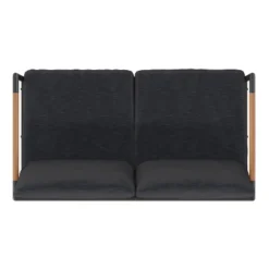 Flash Furniture Indoor/Outdoor Patio Loveseat With Cushions - Modern Aluminum Framed Loveseat With Teak Accent Arms -Flash Furniture Shop GUEST 19e0110c b7e2 48c7 936a f9203d990044