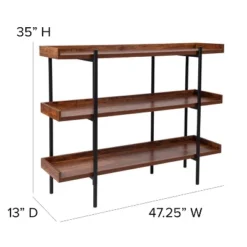 Flash Furniture Mayfair 3 Shelf 35"H Storage Display Unit Bookcase With Black Metal Frame In Rustic Wood Grain Finish -Flash Furniture Shop GUEST 1a6ae589 821e 4b82 8848 7dc994fb9ce6