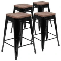 Flash Furniture 24" High Metal Counter-Height, Indoor Bar Stool With Wood Seat - Stackable Set Of 4 -Flash Furniture Shop GUEST 1bcd2cb7 c1f7 4e82 ac6e 773f57dd6f57
