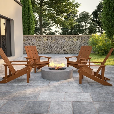 Flash Furniture Set Of 4 Charlestown All-Weather Poly Resin Wood Adirondack Chairs 1 Flash Furniture Set Of 4 Charlestown All-Weather Poly Resin Wood Adirondack Chairs