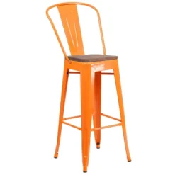 Flash Furniture 30" High Metal Barstool With Back And Wood Seat -Flash Furniture Shop GUEST 1d9ac070 9a13 47b6 bfd2 c0204f3c0986