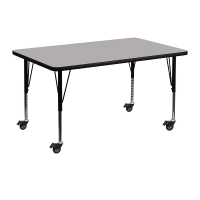 Flash Furniture Mobile 30''W X 48''L Rectangular Thermal Laminate Activity Table - Height Adjustable Short Legs 2 Flash Furniture Mobile 30''W X 48''L Rectangular Thermal Laminate Activity Table - Height Adjustable Short Legs - Image 2