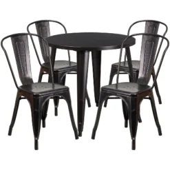 Flash Furniture Commercial Grade 30" Round Metal Indoor-Outdoor Table Set With 4 Cafe Chairs -Flash Furniture Shop GUEST 1f4684b8 84da 4e5f 9bcd 16ad00fbf0cc