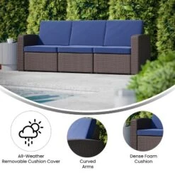 Flash Furniture Seneca Faux Rattan Sofa With All-Weather Cushions -Flash Furniture Shop GUEST 1f64e9ea c49e 40d8 b0cc 46e46bdbd23d
