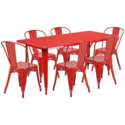 Flash Furniture Commercial Grade 31.5" X 63" Rectangular Metal Indoor-Outdoor Table Set With 6 Stack Chairs -Flash Furniture Shop GUEST 205e63bb 494e 4038 b205 a4585c23e684