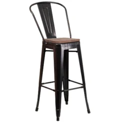 Flash Furniture 30" High Metal Barstool With Back And Wood Seat -Flash Furniture Shop GUEST 2072c808 4ba0 4942 914b 026f5d46f14c