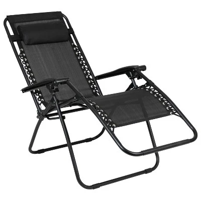Flash Furniture Adjustable Folding Mesh Zero Gravity Reclining Lounge Chair With Pillow And Cup Holder Tray, Set Of 2 4 Flash Furniture Adjustable Folding Mesh Zero Gravity Reclining Lounge Chair With Pillow And Cup Holder Tray, Set Of 2 - Image 4