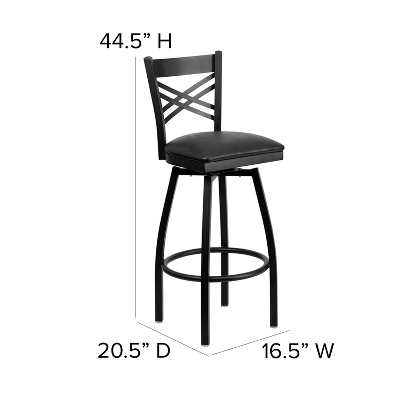Flash Furniture Black ''X'' Back Swivel Metal Barstool 6 Flash Furniture Black ''X'' Back Swivel Metal Barstool - Image 6