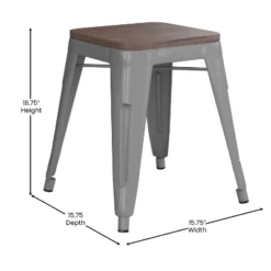 Flash Furniture 18" Backless Table Height Stool With Wooden Seat, Stackable Metal Indoor Dining Stool, Commercial Grade - Set Of 4 -Flash Furniture Shop GUEST 24beff3e 500b 438a 90f3 b61ad6f6c28c