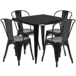 Flash Furniture Commercial Grade 31.5" Square Metal Indoor-Outdoor Table Set With 4 Stack Chairs -Flash Furniture Shop GUEST 255511a7 15d4 4a5c 961f 1e0ba60f31b0