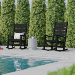 Flash Furniture Manchester Set Of 2 Contemporary Rocking Chairs, All-Weather HDPE Indoor/Outdoor Rockers -Flash Furniture Shop GUEST 258cad57 76af 4a3d ba0d efdbd48b23f5